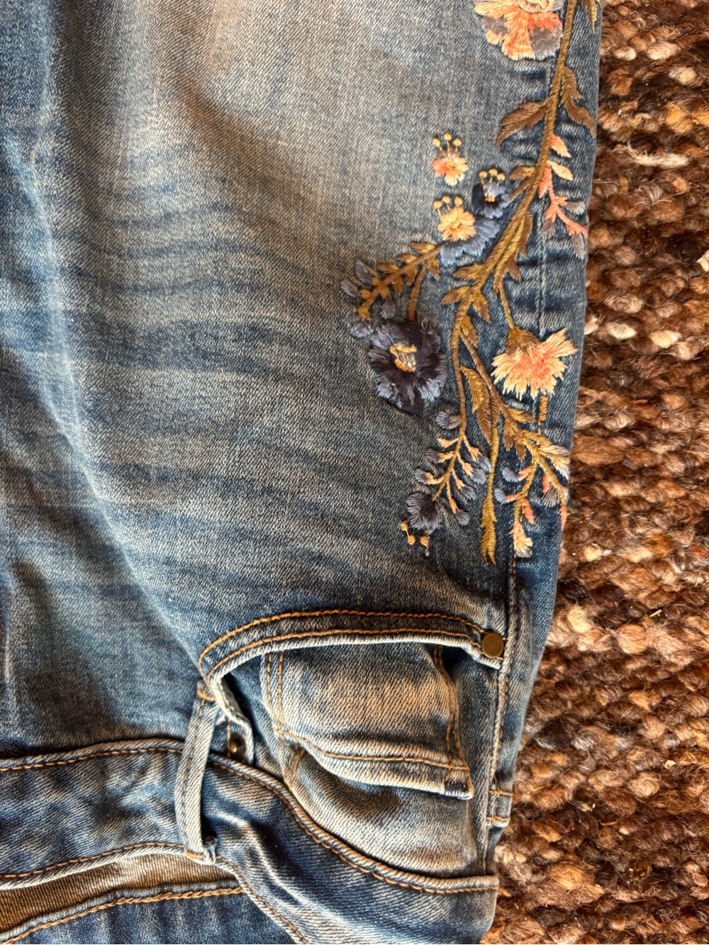 DRIFTWOOD Kelly Flare Jeans with Gold Floral Embroidery - Picture 3 of 4